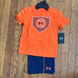 Under Armour Orange Graphic Tee and Navy Shorts Set for Boy